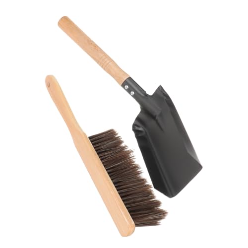 ERINGOGO Kaminreinigungsset Holzgriff mit Eisenschaufel und Bürste Robustes Kaminwerkzeug für Haushaltskamin Praktisches Kaminrest Schaufel und Bürstenset für Einfache Reinigung von ERINGOGO