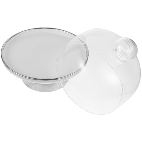 ERINGOGO Keramik Kuchenplatte mit Glasglocke Eleganter Hoher Fuß Kuchenständer mit Abdeckung Multifunktionales Serviertablett für Kuchen Früchte Desserts Dekor für Partys und Zuhause von ERINGOGO