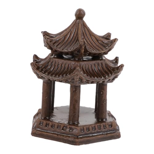 ERINGOGO Keramik Pavillon Aquarium Deko Doppelstöckig Hexagonal Fischbecken Ornament Robustes Gartendeko Zubehör für Fischbehälter Dekoration von ERINGOGO