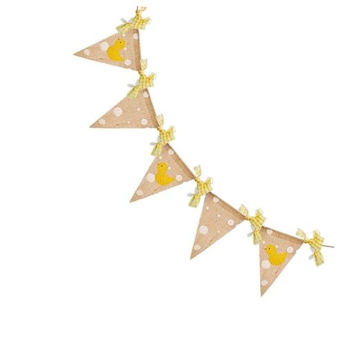 ERINGOGO Kindergarten Wimpelkette mit Kleinem Gelben Entenmotiv Naturfarbenes Leinen Banner für Kindergeburtstagsfeiern Klassische Partydeko und Raumgestaltung von ERINGOGO