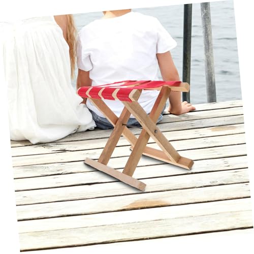 ERINGOGO Klappbarer Holz Campinghocker Tragbarer Faltstuhl Sitzbank Höhe für Angeln Outdoor Picknick Garten Marting Rot von ERINGOGO
