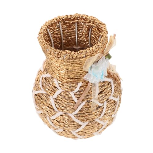 ERINGOGO Klein Goldfarbener Geflochtener Rattan Blumenhalter Robuste Tischdeko Für Blumenarrangements Wohnaccessoire Für Boho Ländliche Einrichtung ERINGOGO Klein Goldfarbener Geflochtener Rattan Blumenhalter Robuste Tischdeko Für Blumenarrangements Wohnaccessoire Für Boho Ländliche Einrichtung von ERINGOGO