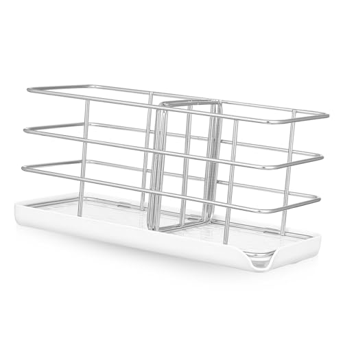 ERINGOGO Küchenschwammhalter aus Edelstahl mit Selbstentwässerndem Abtropfgestell und Ablagetablett Rostfrei Vielseitiger Organizer für Spüle und Reinigungsutensilien Modernes Design von ERINGOGO