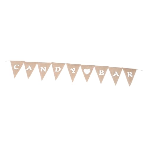 ERINGOGO Lange Rustikale Baumwoll Banner Girlande mit Dreieckigen Herz Flaggen aus Hochwertigem Jutestoff Vintage Candy Bar Deko für Hochzeit Geburtstag Party und Shower von ERINGOGO