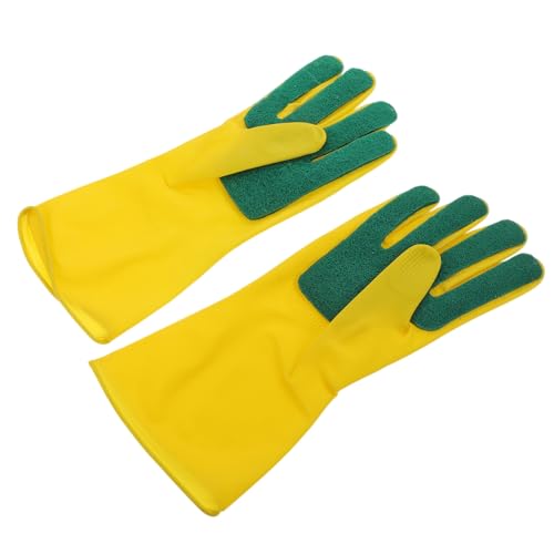 ERINGOGO Latex Putzhandschuhe mit Schwamm Wiederverwendbare Küchenschutzhandschuhe Ölresistent und Robust für Hausarbeit Geschirrspülen Garten und Autopflege von ERINGOGO