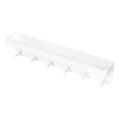 ERINGOGO Metall Schlüsselhalter Wandmontage mit Ablage Wandhaken Schlüsselbrett Organizer für Schlüssel und Kleinteile Büro und Zuhause Weiß Robust und Dekorativ Platzsparend von ERINGOGO