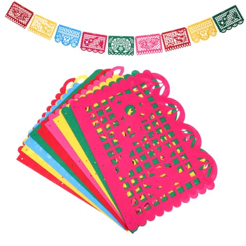 ERINGOGO Mexikanisches Partybanner aus Vliesstoff Farbenfrohes Day Of The Dead Deko Leichte Girlande für Innen und Außen Authentisches Fiesta Einfache Montage von ERINGOGO