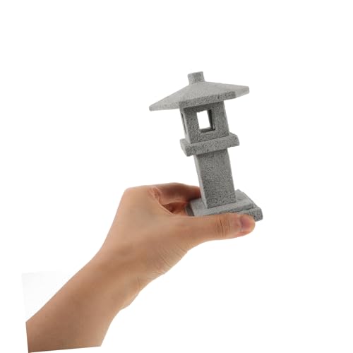 ERINGOGO Miniatur Pavillon aus Bluestone Japanische Steinlaterne Wetterfest für Garten Balkon Bonsai und Aquarium Dekoratives Mikro landschaftselement Abnehmbarer Deckel Vielseitig von ERINGOGO