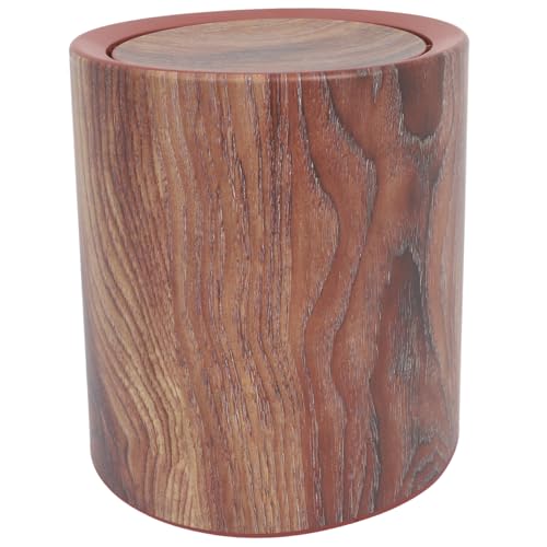 ERINGOGO Mittelgroßer Holzoptik Mülleimer mit Klappdeckel Praktischer Fußtritt Eimer für Küche Büro Bad und Wohnzimmer Benutzerfreundlich Stilvoll Platzsparend Boho Design von ERINGOGO