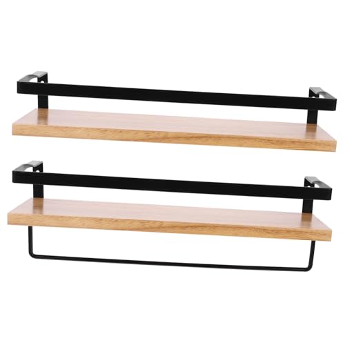 ERINGOGO Multifunktionales Wandregal aus Holz und Metall Robustes Rustikales Floating Shelf mit Handtuchhalter Wandmontiert Langlebig und Platzsparend für Badezimmer Küche Wohnzimmer von ERINGOGO