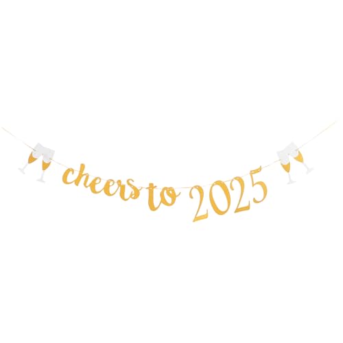 ERINGOGO Neujahrsbanner Hängendes Dekorationsbanner für Silvesterpartys Glänzende Schriftzüge für und Außeneinsatz Festliche und Schnelle Montage von ERINGOGO