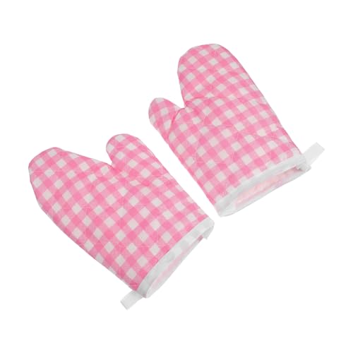 ERINGOGO Ofenhandschuhe Mikrowellenfest Hitzeisolierend Kleine Backhandschuhe rutschfest mit Ergonomischem Design für Mädchen und Jungen Plaid Muster Schützend und Komfortabel von ERINGOGO