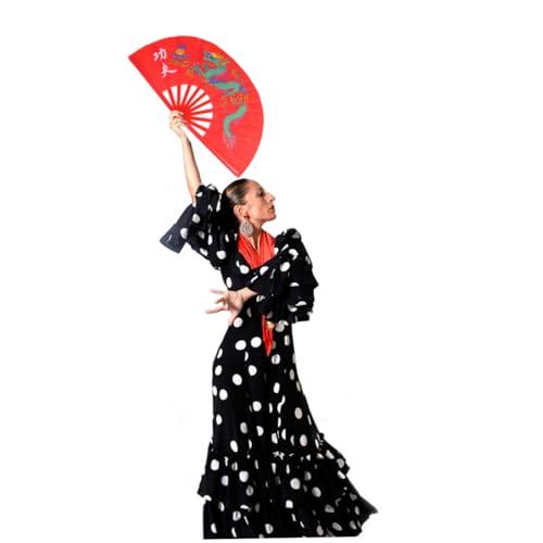 ERINGOGO Plastik Chinesischer Fan Roter Taichi Fan Für Kung Fu Performance Wushu Tanz Martial Arts Training Faltbarer Handfächer Langlebig Leicht Zu Öffnen Und Schließen von ERINGOGO