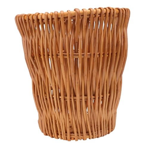 ERINGOGO Rattan Abfalleimer Geflochten Umweltfreundlicher Wäschekorb Robuster Wicker Mülleimer für Bad Küche Büro Natürlicher Korb Leicht Tragbar Glatte Oberfläche Vielseitiger von ERINGOGO
