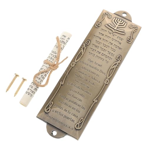 ERINGOGO Religiöse Mezuzah mit Schriftrolle Handgefertigte Metallverzierung Türdekoration für Zuhause Spanisches Design Einfache Installation Langlebige Materialien für Innen und ERINGOGO Religiöse Mezuzah mit Schriftrolle Handgefertigte Metallverzierung Türdekoration für Zuhause Spanisches Design Einfache Installation Langlebige Materialien für Innen und von ERINGOGO