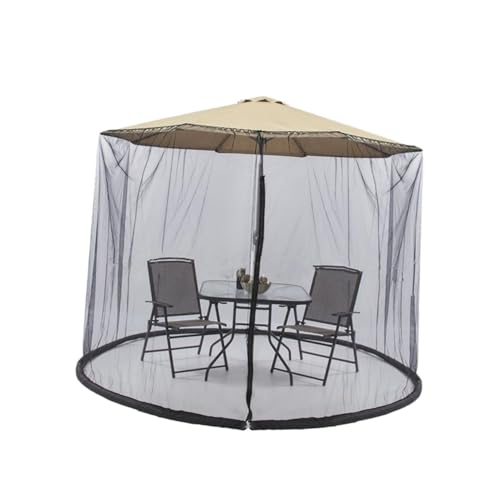ERINGOGO Schwarz Sonnenschirm Netzabdeckung mit Reißverschluss Insektenschutz Pavillon Moskitonetz Faltbar Uv-schutz Einfache Befestigung für Garten Terrasse Outdoor von ERINGOGO