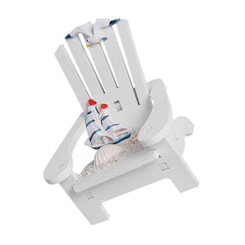 ERINGOGO Strandkorb Dekoration Kleiner Strandstuhl Strandkorb mit Baldachin Küstendekor Miniatur-Puppenstuhlmodell Miniaturstuhl zur Dekoration Mini-Liegestuhl hölzern Weiß von ERINGOGO