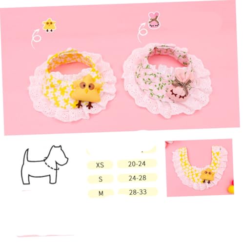 ERINGOGO Süßes Haustierhalstuch mit Gelbem Kükenmuster Spitzen Design S Stilvolles Hundezubehör für Kleine Hunde Bequemes Sabbertuch und Halsband für Welpen und Hunde von ERINGOGO
