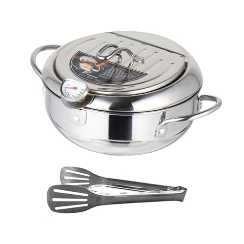 ERINGOGO Tempura Fritteuse mit Thermometer für Herdarten Frittierkorb Temperaturkontrollierbar für Frittiertes von ERINGOGO