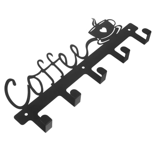 ERINGOGO Wandmontierter Kaffeetassenhalter mit Haken Schwarzes Wandregal für Küche und Bad Multifunktionaler Becherhalter zur Aufbewahrung Einfache Installation Geeignet für Zuhause Bar von ERINGOGO