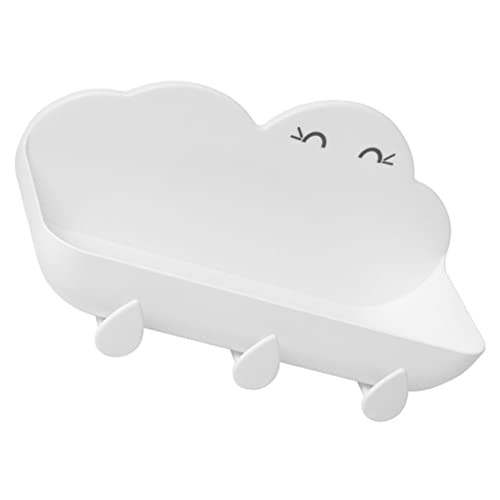 ERINGOGO Wandregal Für Badezimmer Und Küche Cloudförmiger Aufbewahrungshalter Ohne Bohren Mit Haken Für Shampoo Zahnbürsten Und Kosmetik Organizer-Regal Weiß von ERINGOGO
