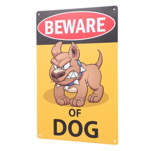 ERINGOGO Warnschild Beware Of Dog aus Robustem Eisen Sichtbar mit Klarem Schriftbild Wetterfest für Garten und Dekoratives Gartenschild zur Warnung vor Hund Rostbeständig und Langlebig von ERINGOGO