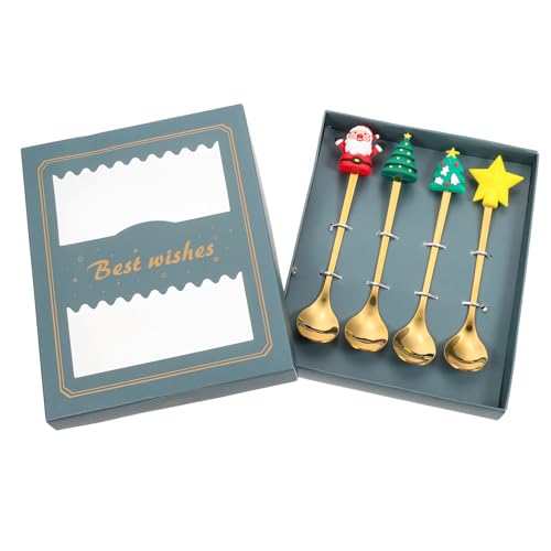 ERINGOGO Weihnachtliche Rührlöffel mit Cartoon Design Dekorative Dessertlöffel für Kuchen Getränke und Obst Leicht Langlebig als Festliche Tischdekoration und von ERINGOGO