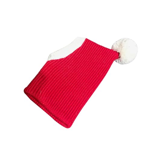 ERINGOGO Weihnachtliche Weiche Haustier Wollmütze Warmes Winter Hundehäubchen Roter Bequemer Strickhut für Welpen und Kleine Hunde für Festtage und Fotosessions von ERINGOGO