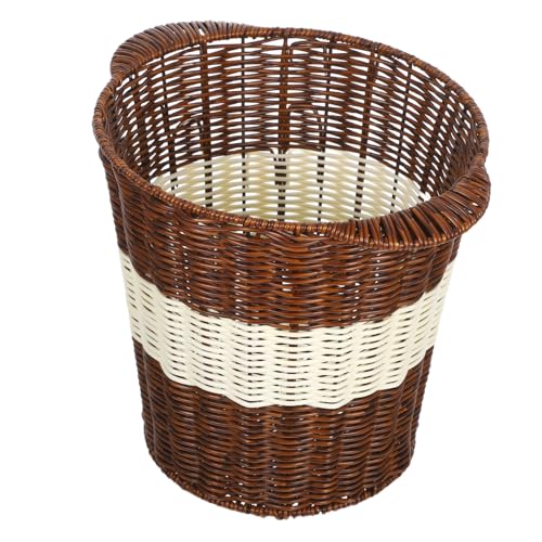 ERINGOGO Woven Waste Paper Basket Imitation Rattan Office Trash Can Large Capacity Robust Design Breathable Garbage Bin For Reception Conference Rooms And Desks von ERINGOGO