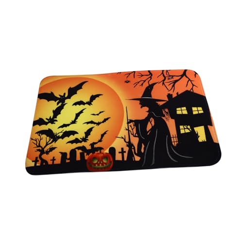 ERINGOGO rutschfeste Halloween Fußmatte mit Dekorativem Kürbis und Fledermausmotiv Waschbarer Türvorleger für Wohnzimmer Schlafzimmer rutschfeste Schmutzfangmatte für Sicheres Zuhause von ERINGOGO