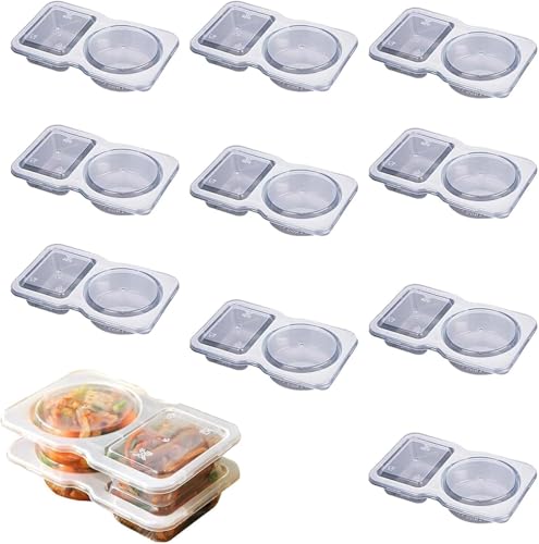 ERISAMO Reusable Snack Pack Containers, Double Compartment Snack Containers with Lids, Thickened and Portable Reusable Snack Packs,Double Compartment Condiment Container (10Pcs) von ERISAMO