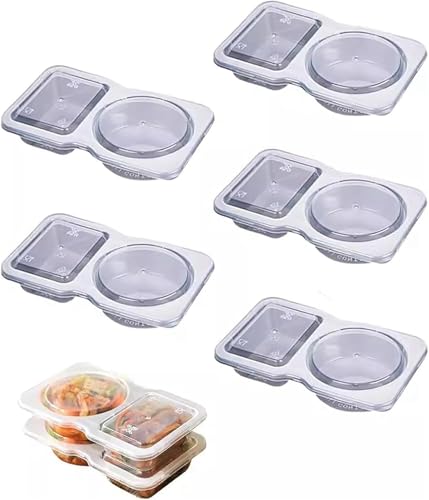 ERISAMO Reusable Snack Pack Containers, Double Compartment Snack Containers with Lids, Thickened and Portable Reusable Snack Packs,Double Compartment Condiment Container (5Pcs) von ERISAMO