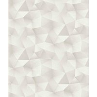 Metallic Vliestapete geometrisch Weiße Tapete mit Dreieck Design in 3D Optik Grafische Mustertapete in Weiß Grau für Büro und Schlafzimmer von BRICOFLOR