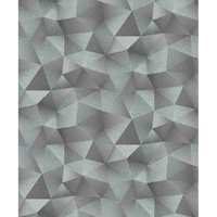 Graue Tapete geometrisch mit Metallic Effekt Grafische Vliestapete in Silber Grau Vlies Mustertapete mit Dreieck Design für Büro und Wohnzimmer von BRICOFLOR