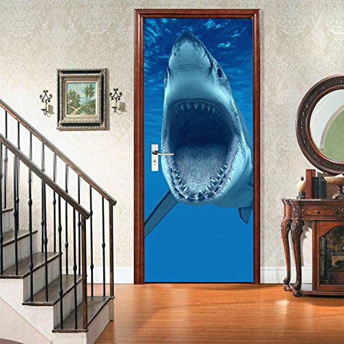 VIRANDA 3D Türtapete Selbstklebend TürPoster - Hai - Türaufkleber Fototapete Abziehen und Aufkleben Türfolie Tür Tapete Stickers86x200cm von ERKJ