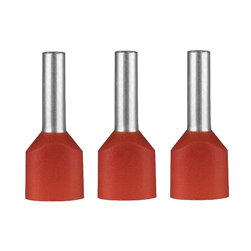 ERKO 100 Stück Doppel-Aderendhülsen, Aderquerschnitt 10 mm2 Länge 14 mm professionelle Kabelschuhe aus galvanisch verzinktem Kupfer mit Polyamidisolierung von ERKO
