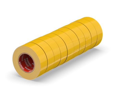 ERKO - Isolierband Gelb 10er Pack 15mm x 10m PVC | Elektrische Leitungen Reparatur | Hochflexibel mit starker Klebekraft | Chemiebeständig | Wasserfest von ERKO