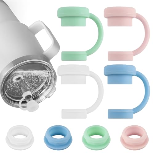 ERKOON Silikon-Auslaufstopper-Set, kompatibel mit Yeti Strohhalm-Becher, Becher-Zubehör, Silikon-Trinkhalm-Abdeckung, Strohhalm-Schutz, inklusive 4 Strohhalm-Abdeckkappen, 4 auslaufsichere Stopfen von ERKOON