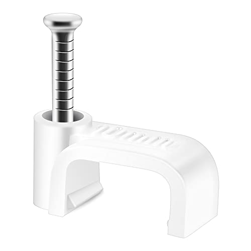 ERKXD Flachkabelclips weiß 100 Stück für Cat6 Cat7 Ethernet-Kabelclips an der Wand mit Stahlnagel 10 mm Kabelhalter ERKXD Flachkabelclips weiß 100 Stück für Cat6 Cat7 Ethernet-Kabelclips an der Wand mit Stahlnagel 10 mm Kabelhalter von ERKXD