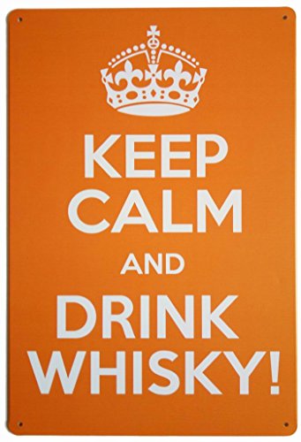 ERLOOD Metallschild mit Aufschrift "Keep Calm and Drink Whisky", 30,5 x 20,3 cm von ERLOOD