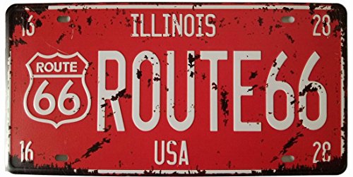 erlood illinots Route 66 Retro Vintage Auto Nummernschild Blechschild geprägt Tag Größe Home Pub Bar Decor 6 x 12 erlood illinots Route 66 Retro Vintage Auto Nummernschild Blechschild geprägt Tag Größe Home Pub Bar Decor 6 x 12 von ERLOOD