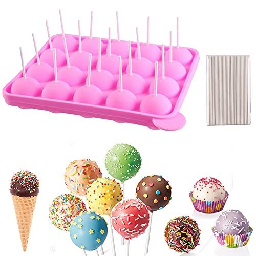 BPA-frei Lollipop Candy Silikon Formen & Ice Cube Tabletts 100 Sticks mufin Kuchen Gumdrop Jelly molds- Rosa von Junxave