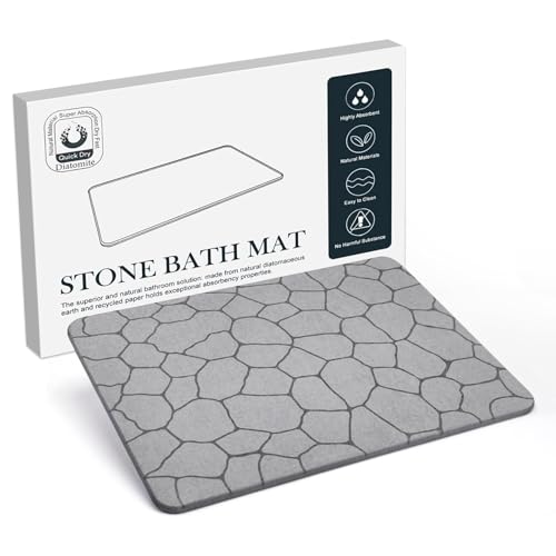 ERMIC Stein Badematte rutschfest, Absorbierende Kieselgur Badematte Schnelltrocknend Badteppich, 40x60 cm Antirutschmatte Dusche Badezimmer Matte für Badewanne Bad Toilette, Einfach zu Säubern von ERMIC