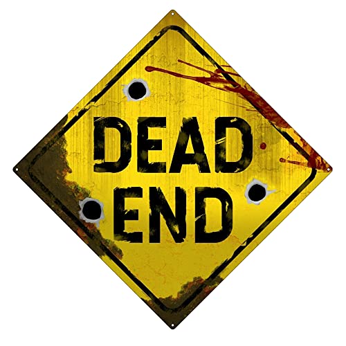 Dead End Crossing Schild Metall Blechschild – Gelbe Vorsicht Wandkunst – Zaunwanddekoration großes quadratisches Schild 30,5 x 30,5 cm von ERMUHEY