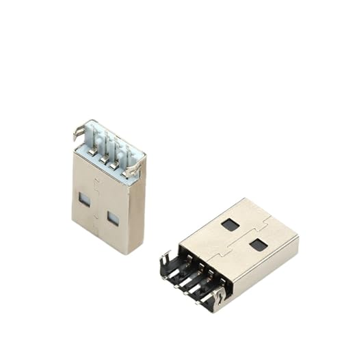 100 Stück USB 2.0 Stecker A Typ 4 Pins SMD 180 Grad SMT Stecker USB-Anschlüsse Sink Plate Typ Schwarz/Weiß (Color : White) von ERMUMLPC