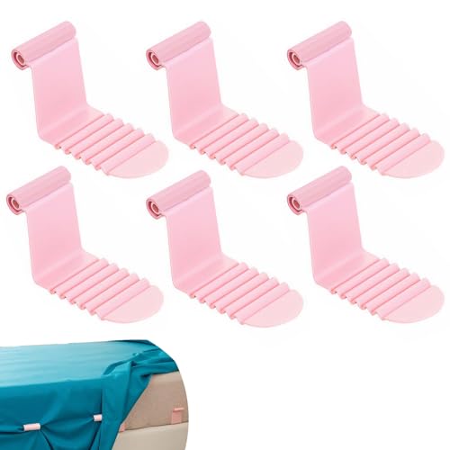 ERNZI 6 Stück Rosa Anti-Rutsch Bettlakenhalter – Sicherer Halt für Bettlaken, Universalgröße für Haushalt von ERNZI
