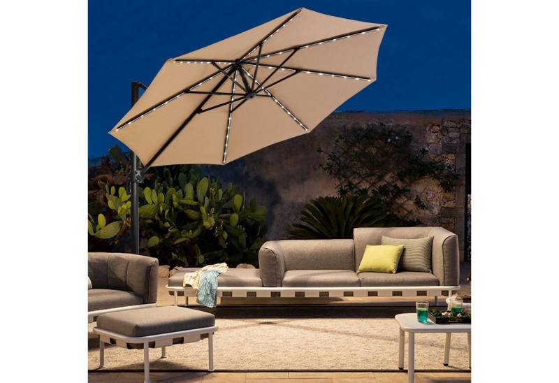 EROMMY Sonnenschirm Rechteckiger Terrassenschirm für Garten und Balkon, LxB: 300,00x300,00 cm, 360° drehbar, 5-fach verstellbar, LED-Leuchten, ohne Schirmständer von EROMMY