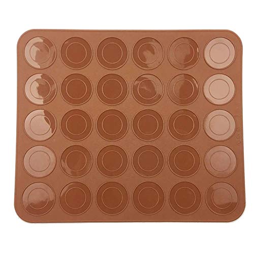EROSPA® Makronen Macaron Backmatte - Silikon - 30 Mulden - Makronenform - Braun - 22 x 26 cm von EROSPA