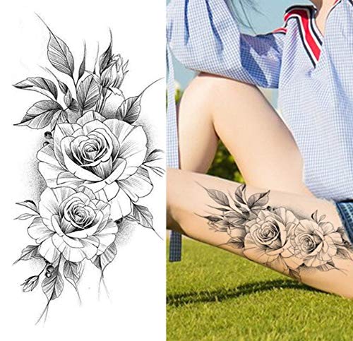 EROSPA® Tattoo-Bogen temporär/Sticker - Rosen Flowers Blume Blüte - Wasserfest - 19 x 9 cm von EROSPA