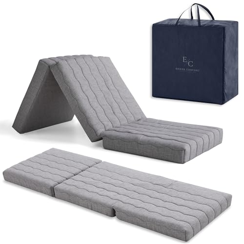ErossConfort Klappmatratze für Gäste, 75 x 195 cm, HD-Schaum + 2 cm viskoelastisch, Rollbett, faltbar, sehr vielseitig, atmungsaktiv, abnehmbarer Bezug, Höhe 12 cm, Grau. Mit Tasche und Kissen. ErossConfort Klappmatratze für Gäste, 75 x 195 cm, HD-Schaum + 2 cm viskoelastisch, Rollbett, faltbar, sehr vielseitig, atmungsaktiv, abnehmbarer Bezug, Höhe 12 cm, Grau. Mit Tasche und Kissen. von EROSS CONFORT